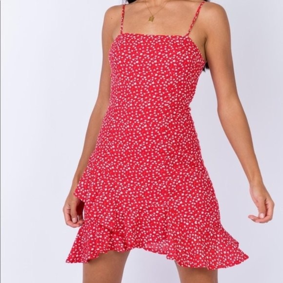 New Princess Polly Grasby Red Floral Dress (24) - Picture 1 of 6